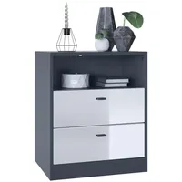 Vladon Kommode, Weiß Hochglanz, 56x67.5x36 cm, Wohnzimmer, Kommoden &