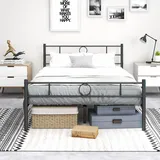 Diahomy Bettrahmen Metallbett Gästebett Bettgestell aus Metall, Modern Jugendbett mit Lattenrost 140 x 200 cm/Schwarz