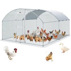 VEVOR Hühnerstall, 4 x 3 x 2 m Hühnerhaus Freilaufgehege mit Sonnenschutzdach PE-Plane, Stahl Kleintierstall Hühnerhaus Dach Geflügelstall Hühnerkäfig für Hühner, Enten, Gänse, Kaninchenn usw.