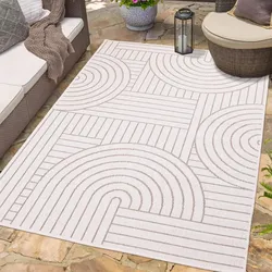 Outdoorteppich CARPET CITY "DUO RUG 5842", beige (creme), B:200cm H:5mm L:290cm, Obermaterial: 100% Polypropylen, Teppiche, Wendeteppich Wetterfest In- & Outdoor, Balkon, Terrasse, Wohnzimmer