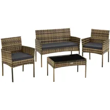 Tectake tectake® Rattan Gartenset Palese für 4 Personen