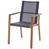 Diamond Garden Stapelstuhl VENEDIG, Premium Teak / Sunproof Sling Schwarz/Silber - Sonderaktion