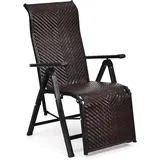 KOMFOTTEU Rattanstuhl Freizeitstuhl, Klappsessel aus PE-Rattan,verstellbarer Rückenlehne braun