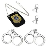 NHPY 3-teiliges Set Handschellen kostüm,Handschellen Karneval,Handschellen für Kinder, Handschellen Kinder Polizei,Polizei Handschellen, zum Räuber und Gendarm Spielen für Fasching und Karneval