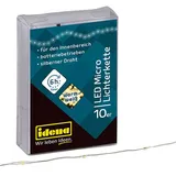 IDENA Micro Lichterkette 10LED, warmweiß,6h-Timer - warmweiß, silberner Draht - Gesamtlänge 120cm, batteriebetrieben, für Innen
