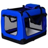 lionto Hundetransportbox Hundetasche Hundebox faltbare Kleintiertasche, (XXL) 90x61x65 cm dunkelblau & Blau