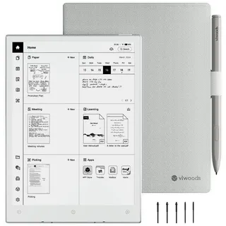 VIWOODS Aufgerüstetes Bundle mit AiPaper Mini, Stylus Pro und 5 Spitzen, 8,2'' AI E-Ink-Tablet mit einstellbarer Beleuchtung, 292 PPI Elektronisches Notizbuch mit Stift, Tragbar 230 g, 128 GB Speicher