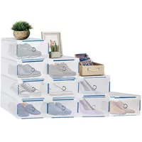 Youyijia 10 Stück Schuhboxen - Stapelbare Schuh Organizer aus Transparentem Kunststoff mit Schubladen - DIY Schuhschachteln für Platzsparende Aufbewahrung - 28x18x10cm