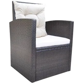 vidaXL Garten-Essgruppe mit Auflagen Polyrattan 6-tlg. braun