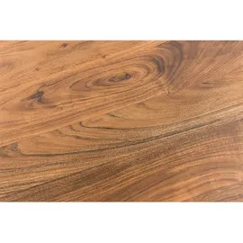 SalesFever Essgruppe "Esszimmerausstattung aus Holz Metall Textil, Akazie, massiv, konisch, 90x76.5x180 cm | Bezug Samt rot Gestell schwarz, Tisch Naturfarben | 370117