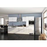 Held Möbel Küchenzeile Mailand 330 cm Weiß Hochglanz-Weiß Matt ohne E-Geräte