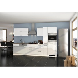 Held Möbel Küchenzeile Mailand 330 cm Weiß Hochglanz-Weiß Matt ohne E-Geräte