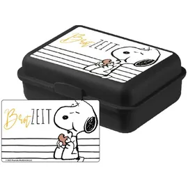 SNOOPY Peanuts - Brotzeit Brotdose Lunchbox Butterbrotdose mit Trennwand Schwarz