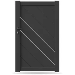 Gartentür, Einzeltor, Modell Wuppertal, Aluminium, Anthrazit, flexible Befestigungssysteme, individuell konfigurierbar