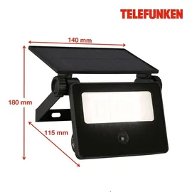 Telefunken Außenleuchte Aluminium, Glas 14x11,5x18 cm inkl. Bewegungsmelder, Dämmerungssensor schwarz