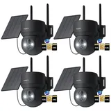 ieGeek Überwachungskamera 4G LTE Überwachungskamera Aussen mit SIM Karte (Aussen, Außenbereich, Wald, Farm, Campingbus, Straße, 355°/90° Schwenkbar PTZ Kabellos IP Kamera Ohne WLAN Outdoor Kamera, 4-tlg., 2K Farbe Nachtsicht aussenkamera PIR Erkennung 2-Wege-Audio, 4-fachen digitalen Zoom IP66 Wasserdicht für Garten, Hof) schwarz