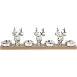 Trendline Deko Adventskerzenhalter Keramik 39 x 5 x 10,5 cm silber