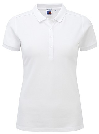 Russell Ladies Stretch Polo White - Größe L