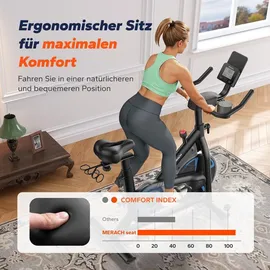 Merach Heimtrainer Fahhrad für Zuhause, leises Fitnessbike mit Lcd-display, Magnetischer Widerstand, 8 Widerstandsstufen, bis 150 KG belastbar