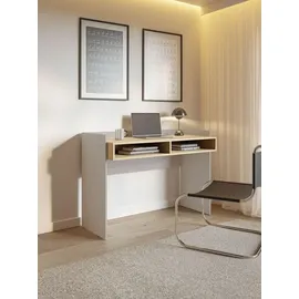 Selsey Tabise – Schreibtisch mit zwei Fächern, Kaschmirbeige / Eicheoptik, 120 × 53 cm - Beige