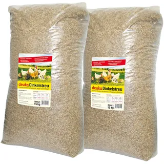 TOP Futtermittel Einstreu aus Dinkel, Einstreu für Kaninchen, Meerschweinchen und Hühner, 2 x 15 kg