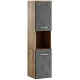 Badplaats Montreal Badplaats Badezimmerschrank 30 x 131 x 30 cm Kastanien Eiche/Grau