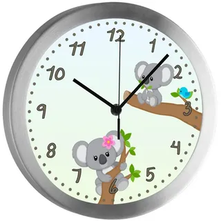 CreaDesign Funkwanduhr Funkuhr, Kinder Wanduhr, Kinderuhr, Kinderzimmer Koala Bär blau (geräuscharmes Uhrwerk) blau