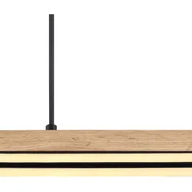 GLOBO Holzleuchte Pendellampe Led Esstisch Pendelleuchte Holz rustikal, 3 Stufen Memory Funktion, Holzoptik schwarz matt opal, 1x Led 30 Watt 1150 Lumen warmweiß, Hxlxb 120x101x7,5cm