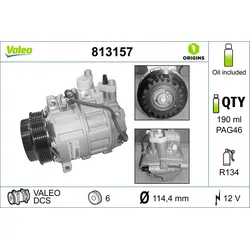 VALEO 813157 Kompressor, Klimaanlage VALEO ORIGINS NEW OE TECHNOLOGIE