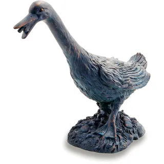 esotec Wasserspeier-Figuren Gans Erna, Einzelfigur Teichfigur Gartenstatue, Brunnenfigur für Garten-Teich Mini-Teich, Wasserspiel für Terrasse Balkon-Brunnen, Quellstein, Kunststein 100732