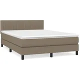 vidaXL Boxspringbett mit Matratze Taupe 140x200 cm Stoff