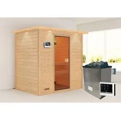 KARIBU Sauna »Selena «, BxTxH: 224 x 191 x 159 cm, 9 kW Ofen mit ext. Steuerung - braun