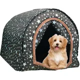 Hundehaus Outdoor 2 in 1 großes isoliertes Hundehaus mit warmem Matten abnehmbares Hund Zelt waschbarer Nicht -Slip -Hundehöhle Starry Himmel Zwinger für den Winter für weniger als 4,5 kg Hunde, m