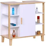 Relaxdays Waschbeckenunterschrank Tür & Ablagen Weiß,