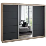 A&J MöbelLand Schiebetürenschrank VILUNO 200 x 215 x 59,5 cm Schwarz/Weiß