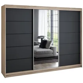 A&J MöbelLand Schiebetürenschrank VILUNO 200 x 215 x 59,5 cm Schwarz/Weiß