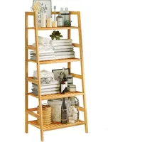 LuxusKollektion Leiterregal Badezimmerregal Leiterregal 4 Ebenen Bambusregal Balkonregal Natur braun