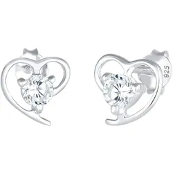 Elli Elli Ohrringe Herz Liebe Zirkonia 925 Sterling Silber   Damen 