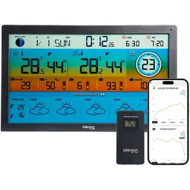 ideoon WLAN Funk Wetterstation mit XXL-Farb-Display Schwarz