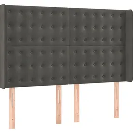vidaXL Boxspringbett mit Matratze & LED Dunkelgrau 140x200 cm Samt
