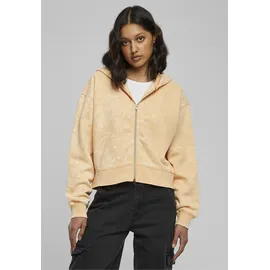 URBAN CLASSICS Ladies Short Oversized Towel Washed Zip Hoody - Orange