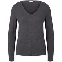 Tom Tailor Damen Pullover mit V-Ausschnitt, grau, Uni, Gr. XL