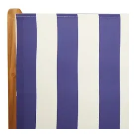 vidaXL Gartenstühle 2 Stk. Blau und Weiß Massivholz Akazie & Stoff