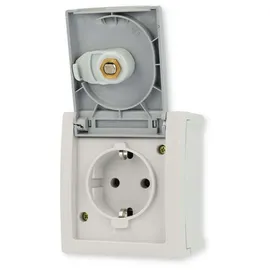 HHG Schuko-Steckdose abschließbar IP54 Grau 1 St.