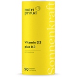 Vitamin D3 + K2 Depot + Calcium - Premium: K2VITAL® von Kappa, 99,7% All-Trans Vitamin K2-MK7, Vitamin D3 K2 Hochdosiert, 90 vegane Kapseln, 3 Monatsvorrat, ohne Zusatzstoffe, aus Deutschland