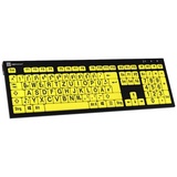 Logickeyboard XL-Print Kabelgebunden Tastatur Deutsch, QWERTZ Schwarz Multimediatasten, USB-Hub, Ger