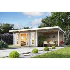 Lasita Maja Sicily Dachverlängerung Anbau für Gartenhaus 1 und 2", grau