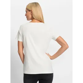 Heine T-Shirt HEINE "T-Shirt", Damen, Gr. 42, beige (ecru, taupe, bedruckt), 95% Baumwolle, 5% Elasthan, bedruckt, gemustert, mehrfarbig, Rundhals, Shirts T-Shirt