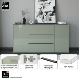 Set One by Musterring Sideboard Reno 182 x 94 x 42 cm Olivgrün matt lack / Olivgrün glanz