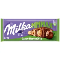 Milka Ganze Haselnüsse 1 x 270g I Großtafel I Alpenmilch-Schokolade I mit ganzen Haselnüssen I Milka Nuss-Schokolade aus 100% Alpenmilch I Tafelschokolade (Packung mit 10)